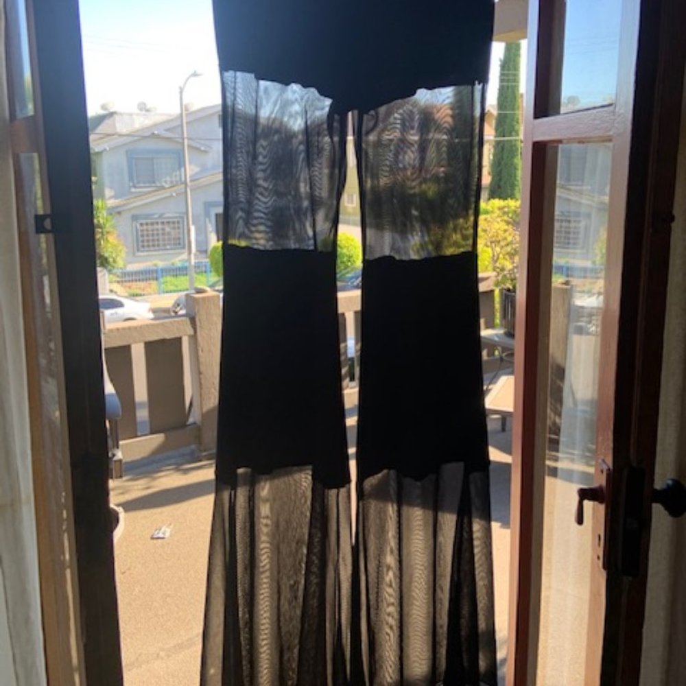SEXY SEE THROUGH BLACK MESH FLARE PANTS